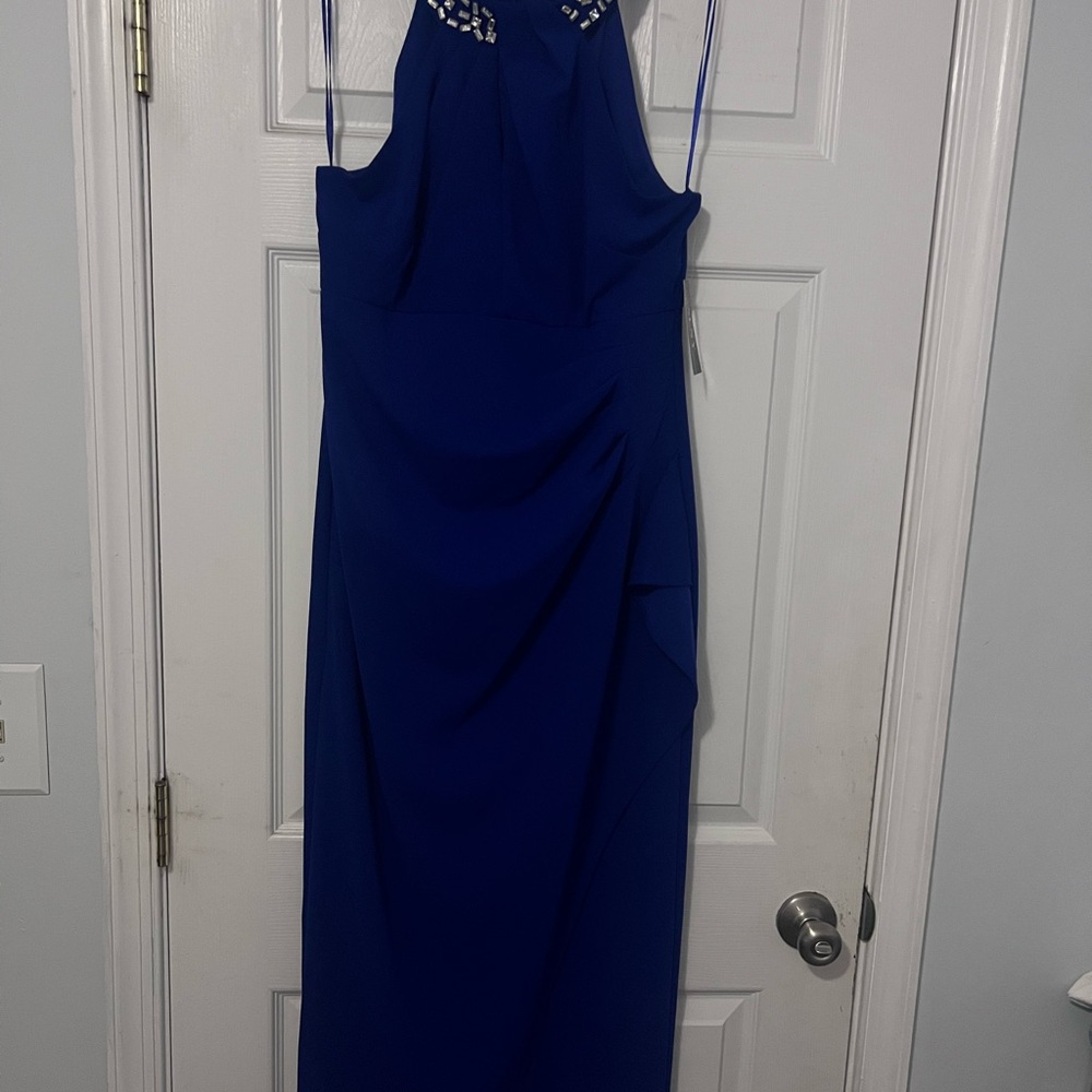 SLNY Royal Blue Backless Dress